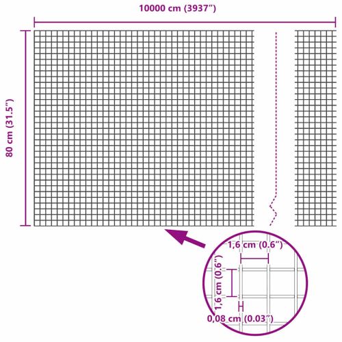 Заварена мрежа ограда Зелен 0.8 x 100 м