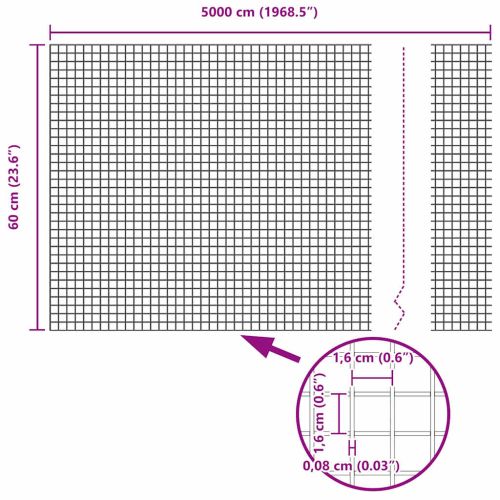 Заварена мрежа ограда Сив 0.6 x 50 м