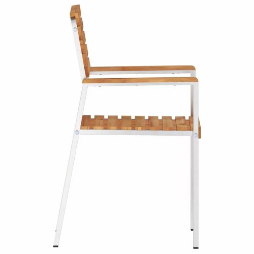 Градински стол 4 pcs Натурален маслен Солидно тиково дърво