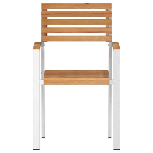 Градински стол 4 pcs Натурален маслен Солидно тиково дърво