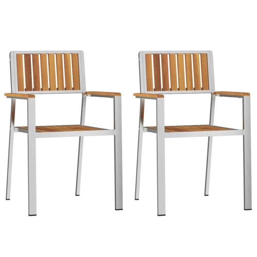 Градински стол 2 pcs Кафяво Солидно акациево дърво