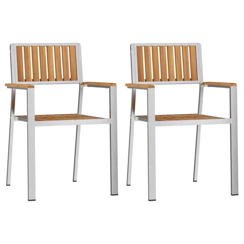 Градински стол 2 pcs Кафяво Солидно тиково дърво