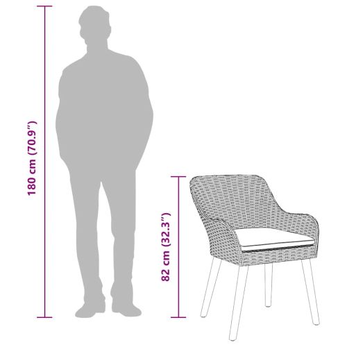 Градински стол 2 pcs Черно 62.5 x 55 x 82 см полиратан