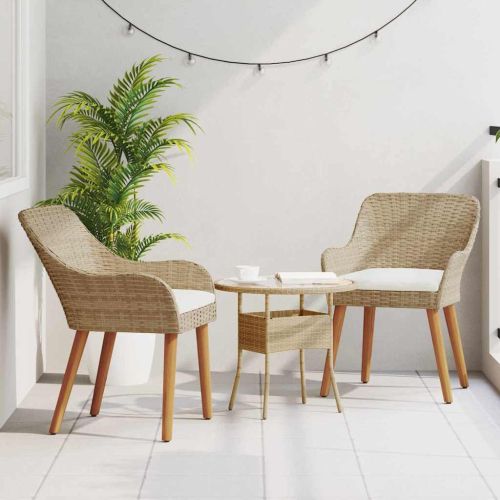 Градински стол 2 pcs Бежово 62.5 x 55 x 82 см полиратан
