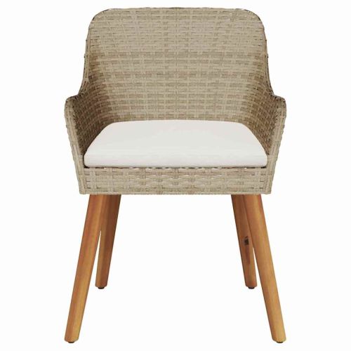 Градински стол 2 pcs Бежово 62.5 x 55 x 82 см полиратан