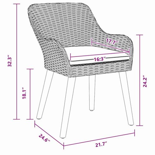 Градински стол 2 pcs Бежово 62.5 x 55 x 82 см полиратан