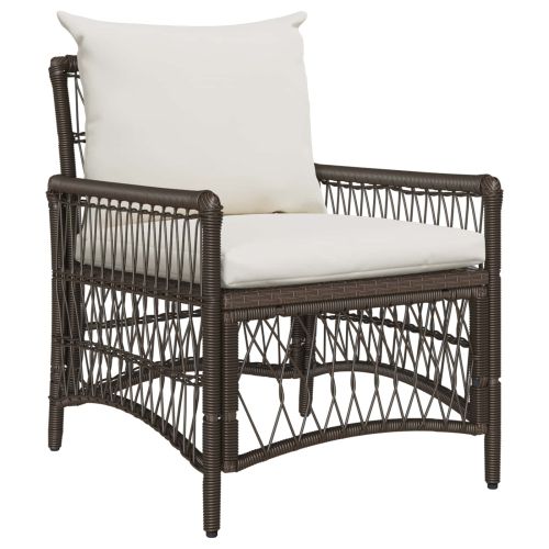 Градински стол с възглавница Кафяво 73 x 61 x 77 см полиратан