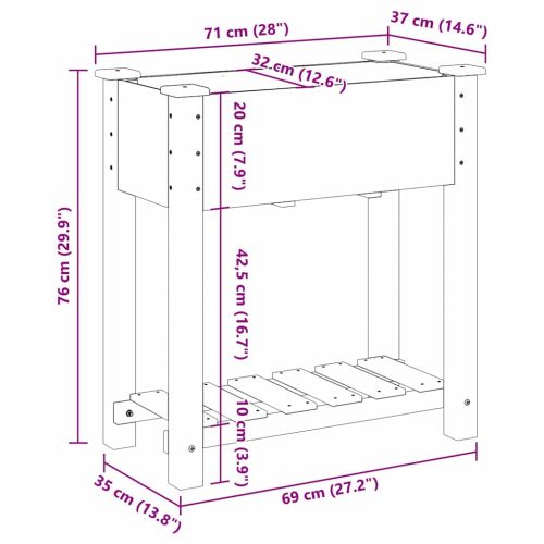 Градинска саксия Бежово 71 x 37 x 76,5 см Солидно ела дърво