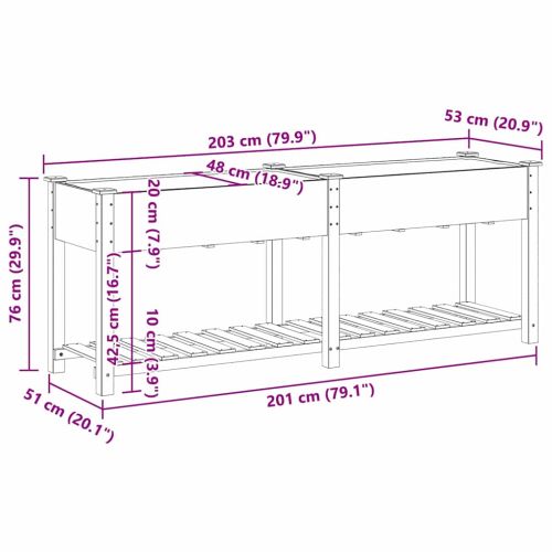 Градинска саксия Бежово 203 x 53 x 76,5 см Солидно ела дърво