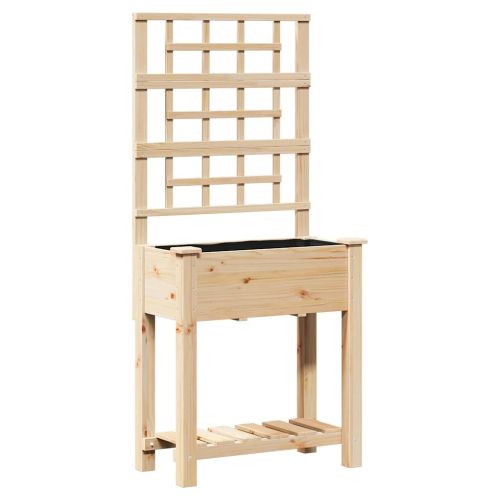 Градинска саксия Бежово 71 x 38 x 152 см Солидно ела дърво