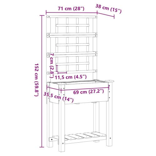 Градинска саксия Бежово 71 x 38 x 152 см Солидно ела дърво