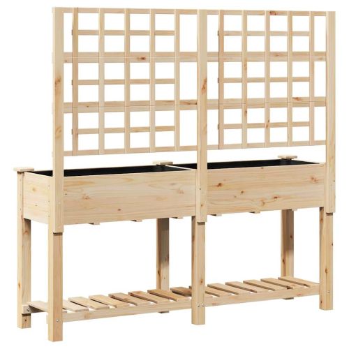 Градинска саксия Бежово 161 x 46 x 152,5 см Солидно ела дърво