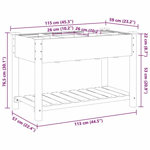 Градинска саксия Бежово 115 x 59 x 76,5 см Солидно ела дърво