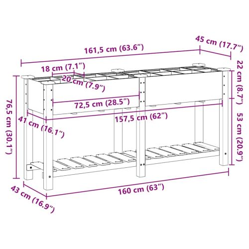Градинска саксия Бежово 161,5 x 45 x 76,5 см Солидно ела дърво