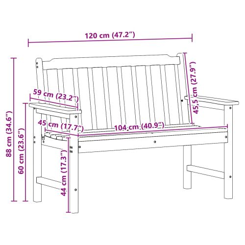 Градинска пейка Бяло 120 x 59 x 88 см HDPE