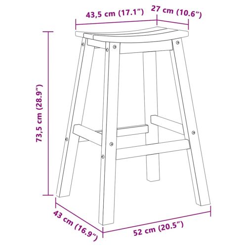 Бар стол 2 pcs Черно 52 x 43 x 73,5 см HDPE