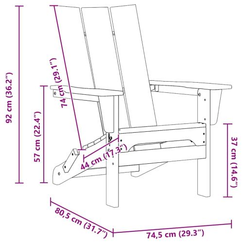 Сгъваем Adirondack стол Черно 80,5 x 74,5 x 92 см HDPE