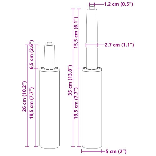 Газов цилиндър за офис стол Черно 261-351 мм Желязо