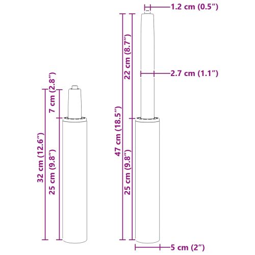 Газов цилиндър за офис стол Черно 318-473 мм Желязо