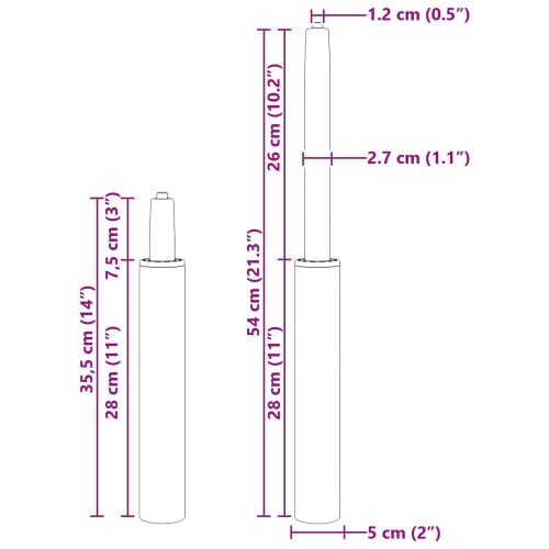Газов цилиндър за офис стол Черно 355-540 мм Желязо