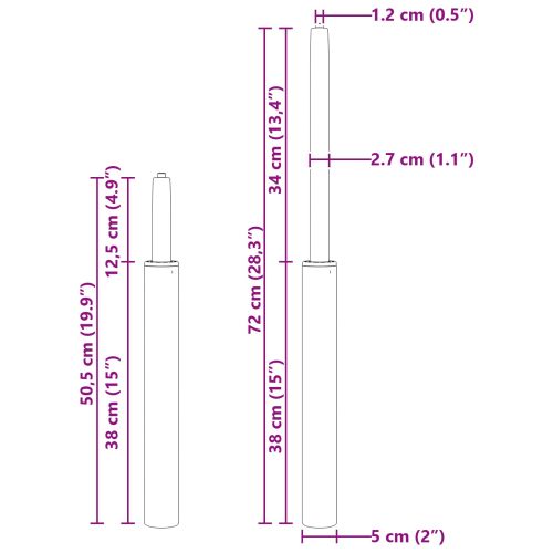 Газов цилиндър за офис стол Черно 505-720 мм Желязо