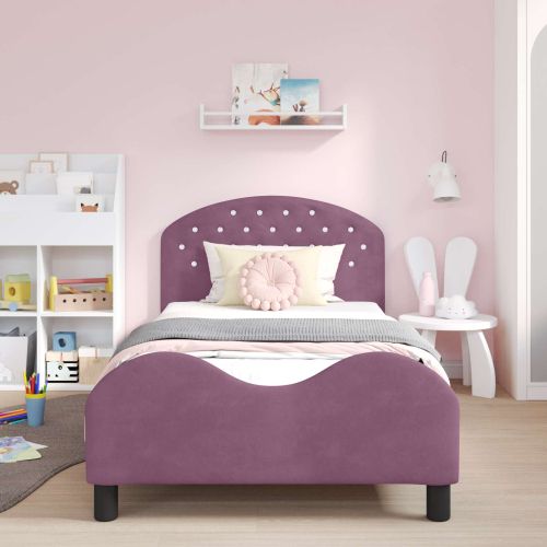 Легло за деца с табла с таблото Лилаво 80 x 200 cm Кадифе