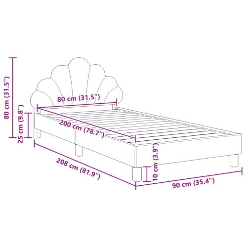 Легло за деца с табла с таблото Черно 80 x 200 cm Кадифе
