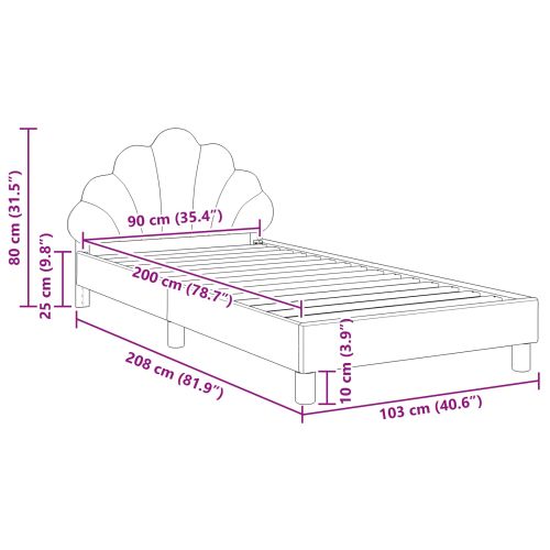 Легло за деца с табла с таблото Черно 90 x 200 cm Кадифе