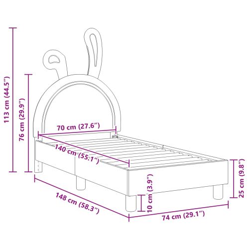 Легло за малко с главна дъска Светлосиво 70 x 140 cm PU