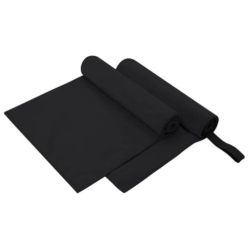 Спортни кърпи 2 pcs Черно 100 x 50 cm Полиестер и полиамид