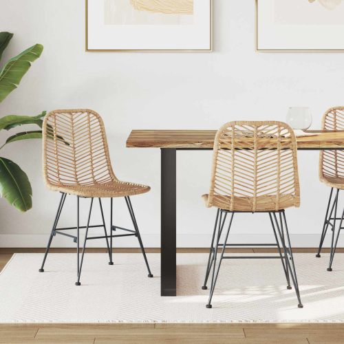 Трапезен стол 2 pcs Естествен 44 x 47 x 85 см Раци и желязо