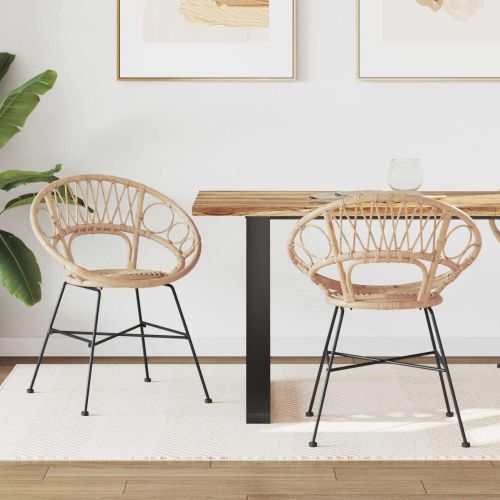 Трапезен стол 2 pcs Естествен 49 x 51 x 81 см Раци и желязо