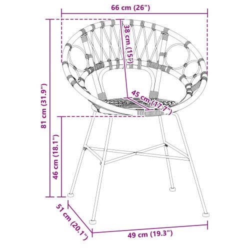 Трапезен стол 2 pcs Черно 49 x 51 x 81 см Раци и желязо