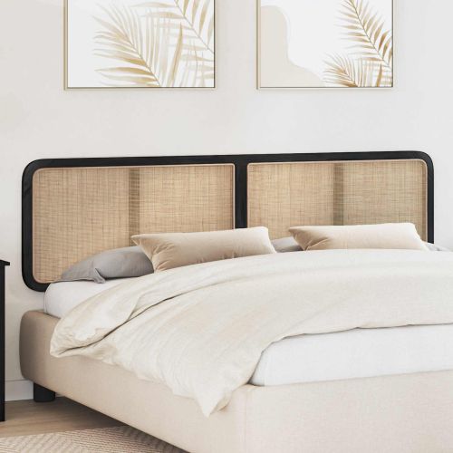 Облегалка за глава с таблото Черно 200 x 55 x 3 см Ратан