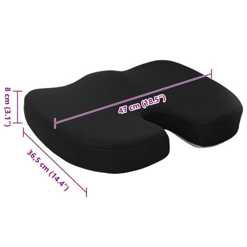 Възглавница за сядане Черен 47 x 36,5 x 8 см Мемори пяна