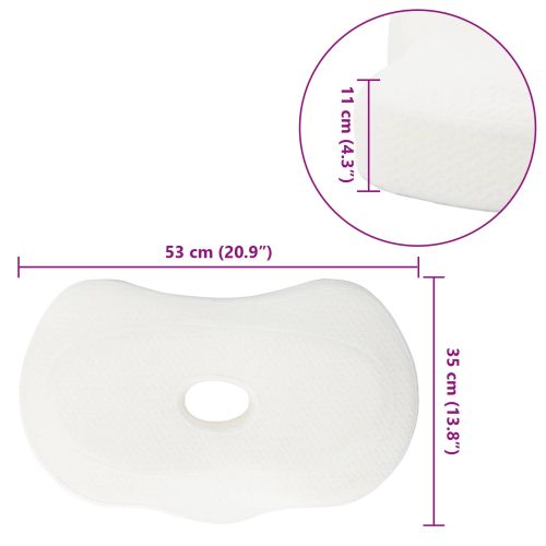 Възглавница за врат Бял 53 x 35 x 11 см Мемори пяна