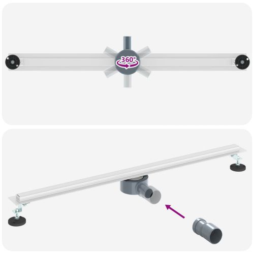 360° Душов отвод с тънък модел Сребрист 90 cm