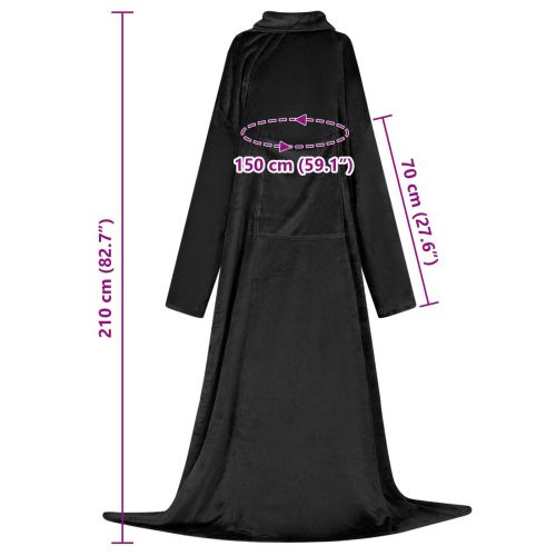 Одеяло с качулка Черно F Фланела