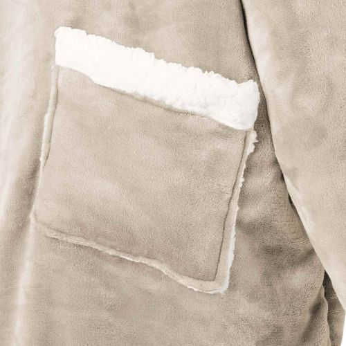 Одеяло с качулка Бежово L Флийс и фланел