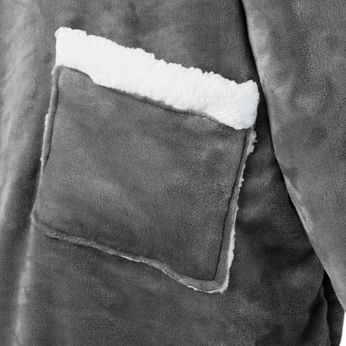 Одеяло с качулка Тъмен сив L Флийс и фланел