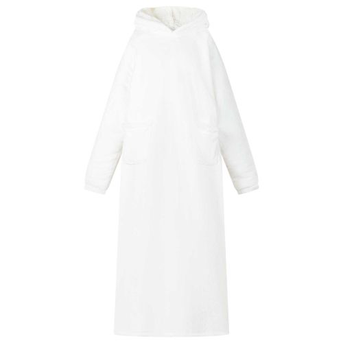 Одеяло с качулка Бяло M Флийс и фланел