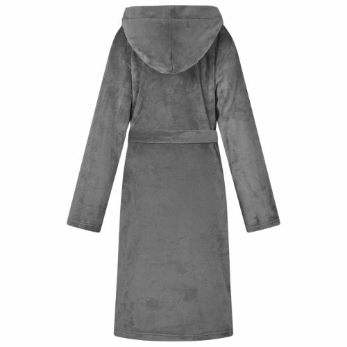 Халат с качулка Тъмен сив l Фланела