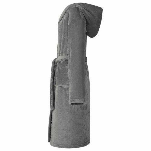 Халат с качулка Тъмносиво XL Фланела
