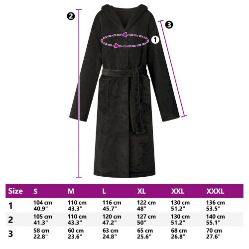 Халат с качулка Черно xl Фланела