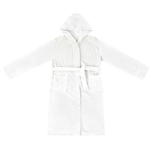 Халат с качулка Бяло l Фланела