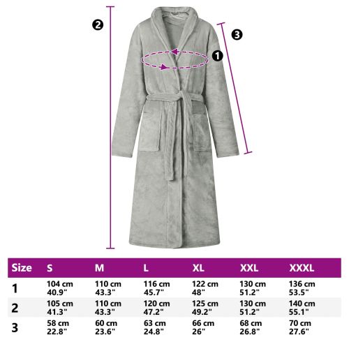 Халат без качулка Сив xl Фланела