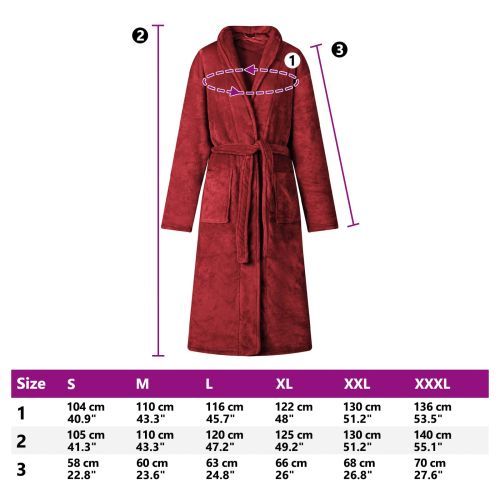 Халат без качулка Бордо червен xl Фланела