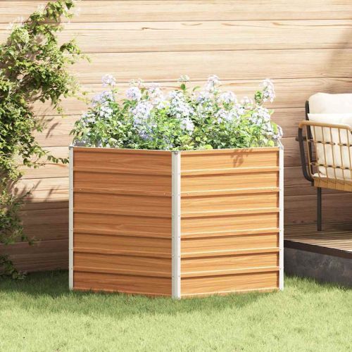 Вдигната леха за градина Светло кафяво 129 x 129 x 77 cm