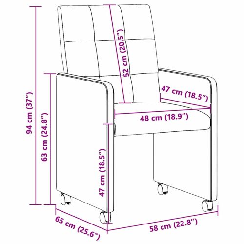 Столове с Колела 2 pcs Светлосиво 58 х 65 х 94 см текстил