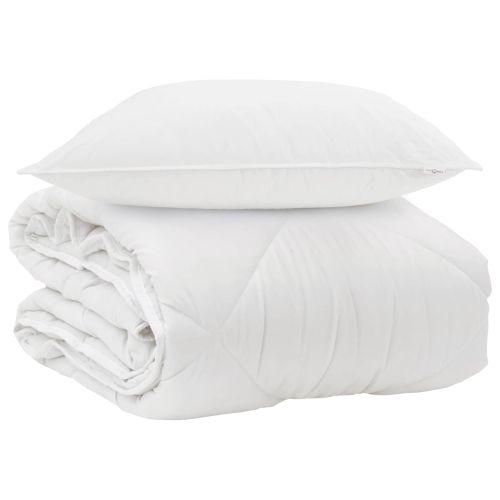 Цялосезонен завивка с възглавница 2 pcs Бяло Микрофибър